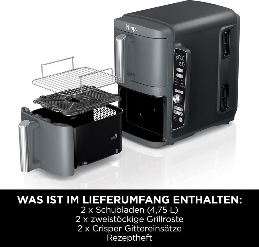 Ninja SL400EU Doppel-Heißluftfritteuse XL grau