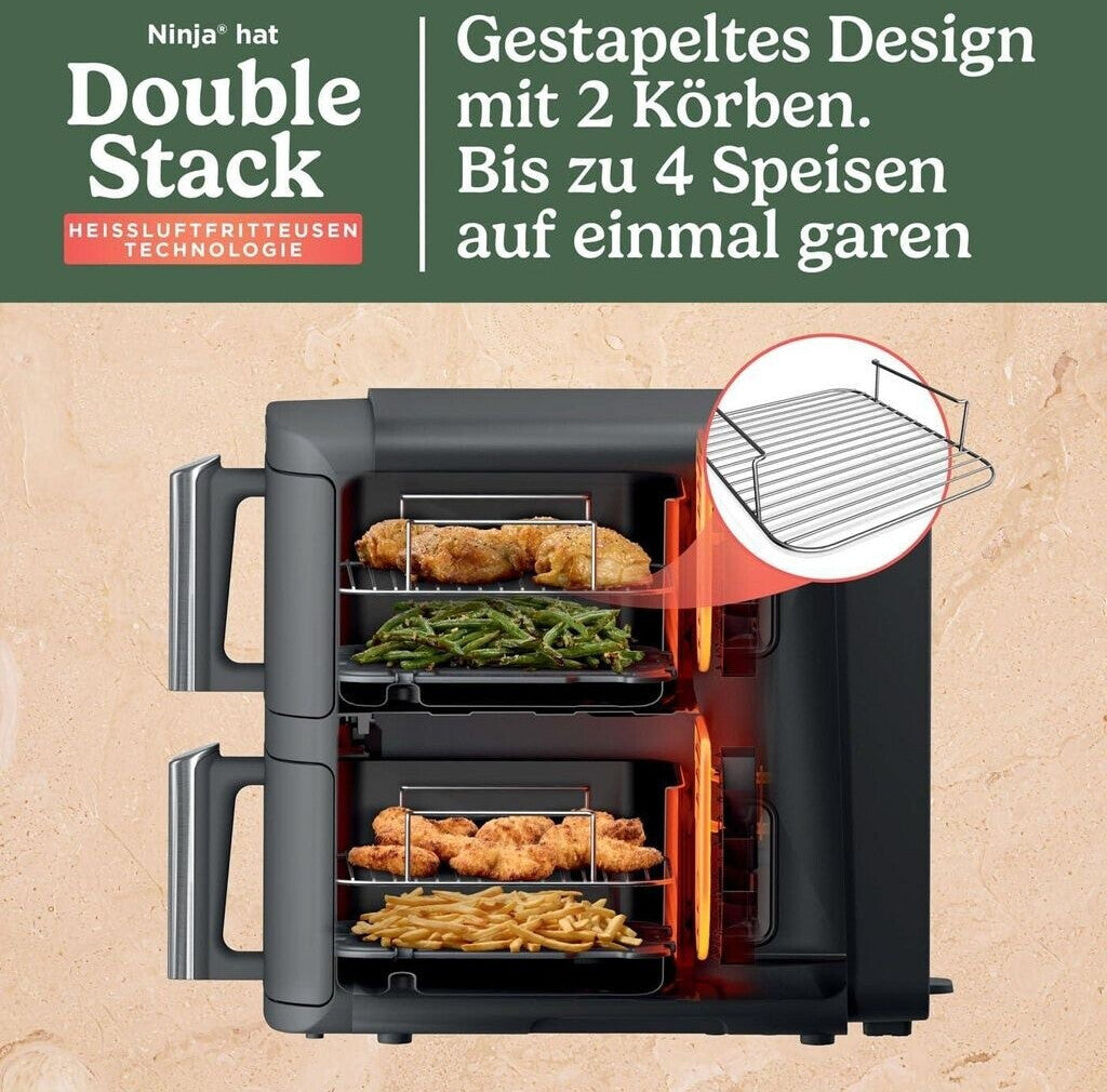 Ninja SL400EU Doppel-Heißluftfritteuse XL grau