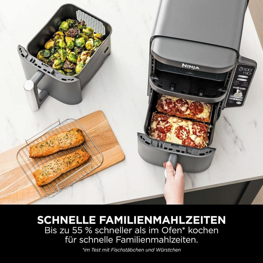 Ninja SL400EU Doppel-Heißluftfritteuse XL grau